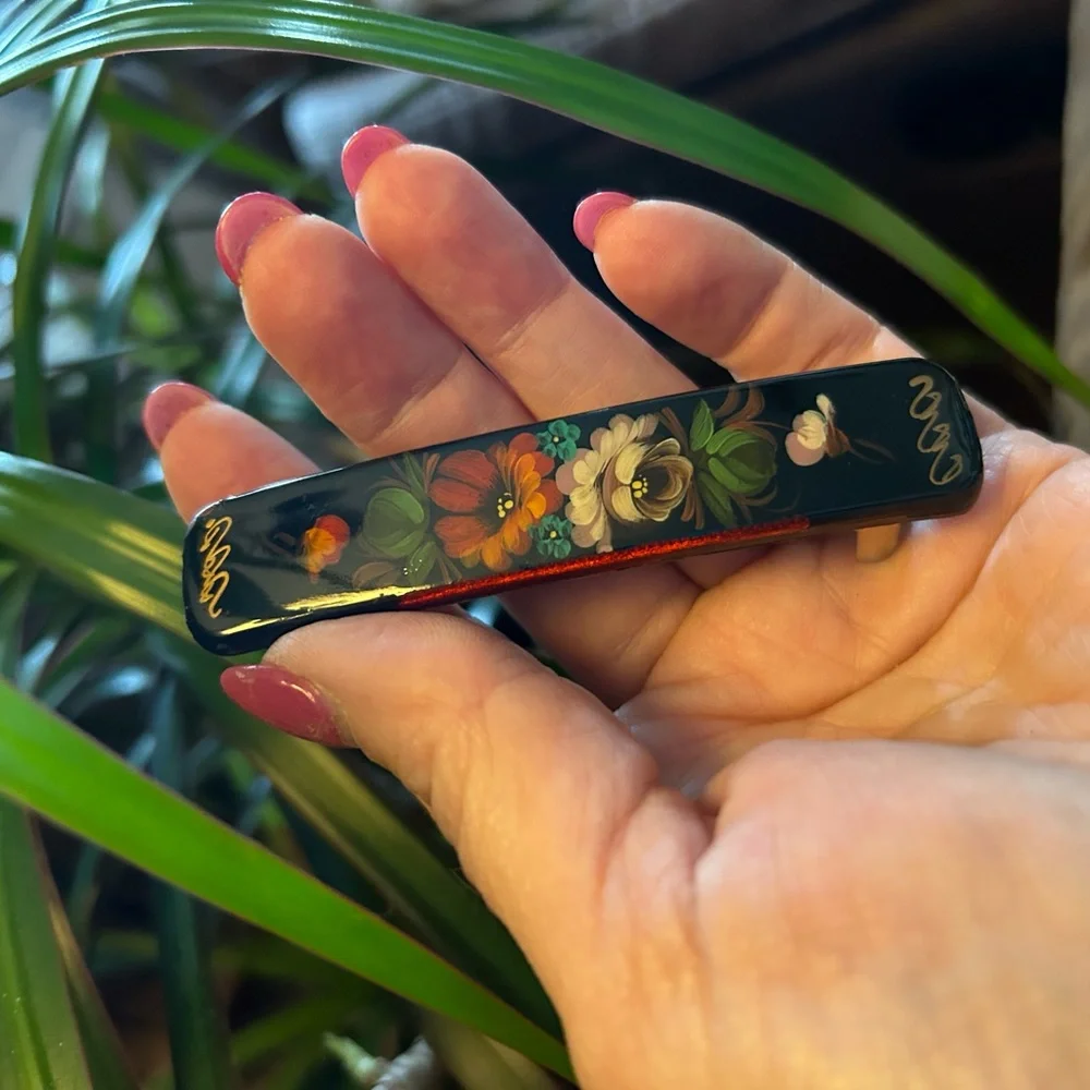 Vintage Russian Hand-Painted Barrette